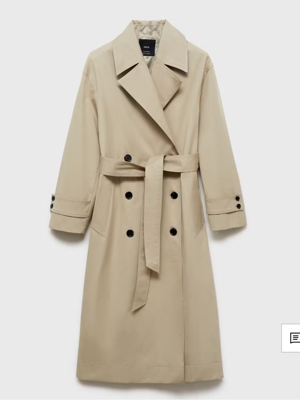 NWT Mango Oversized Double-Breasted Trench Coat XS Khaki